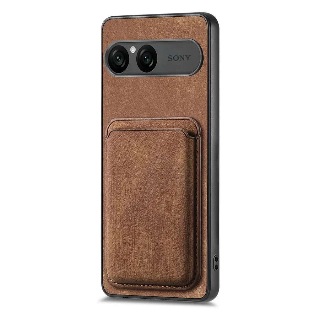 For Sony Xperia 10 VII Magnetic Case Retro Leather + TPU Phone Cover with Detachable Card Slot - Brown - 2
