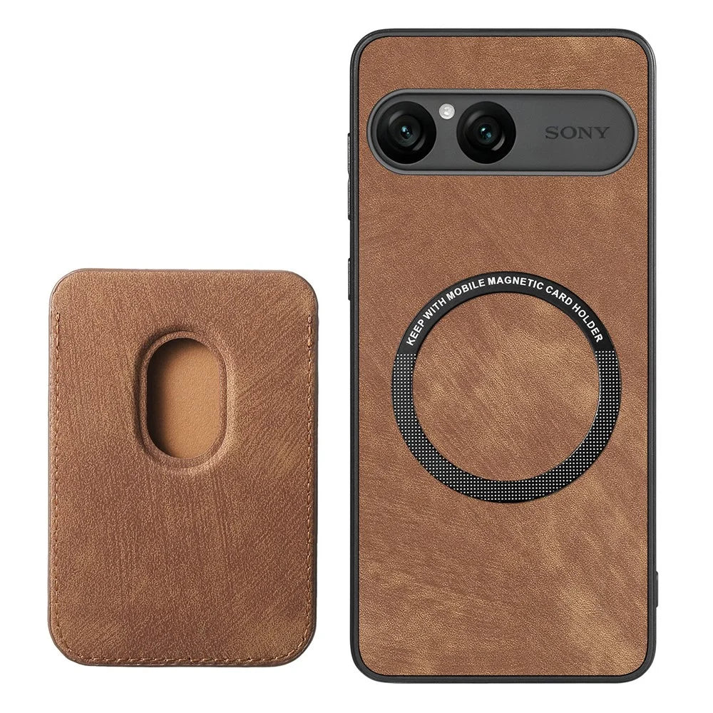 For Sony Xperia 10 VII Magnetic Case Retro Leather + TPU Phone Cover with Detachable Card Slot - Brown - 3