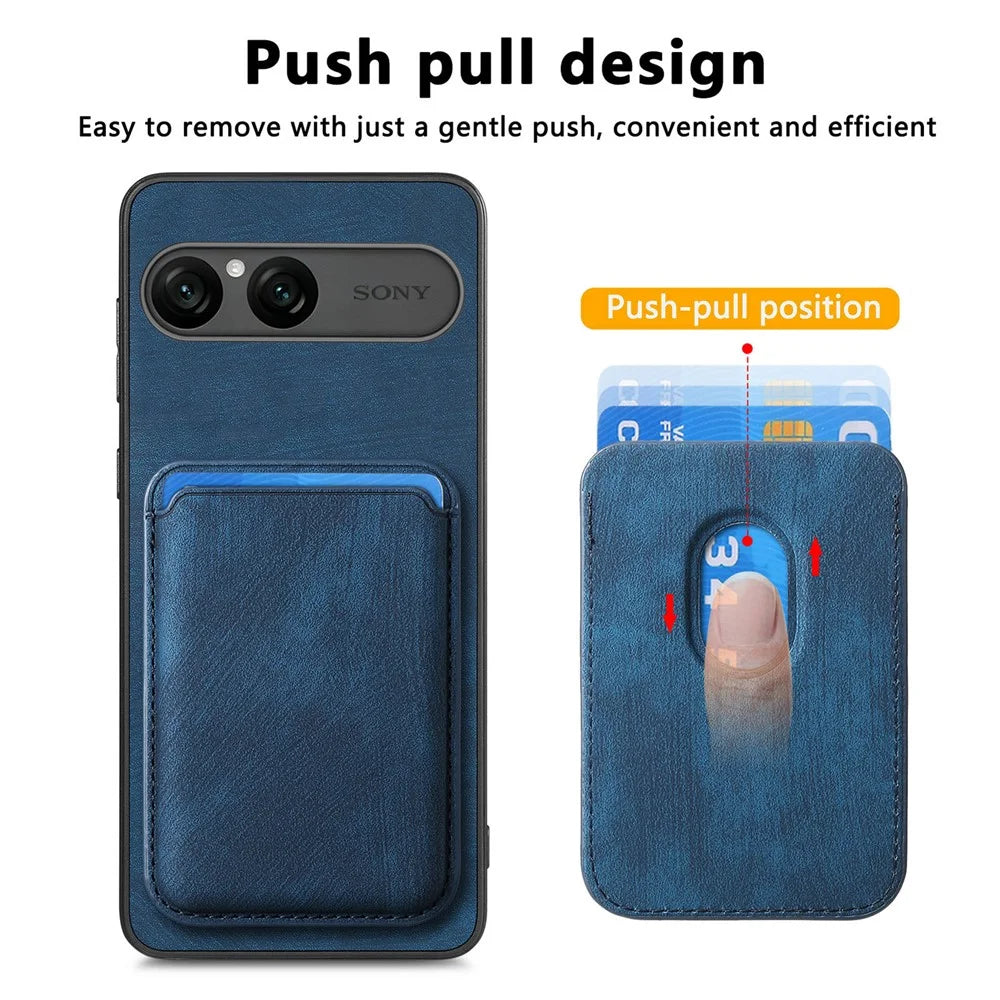 For Sony Xperia 10 VII Magnetic Case Retro Leather + TPU Phone Cover with Detachable Card Slot - Brown - 5