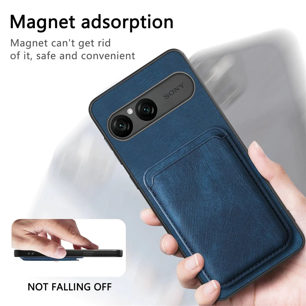 For Sony Xperia 10 VII Magnetic Case Retro Leather + TPU Phone Cover with Detachable Card Slot - Brown - 6