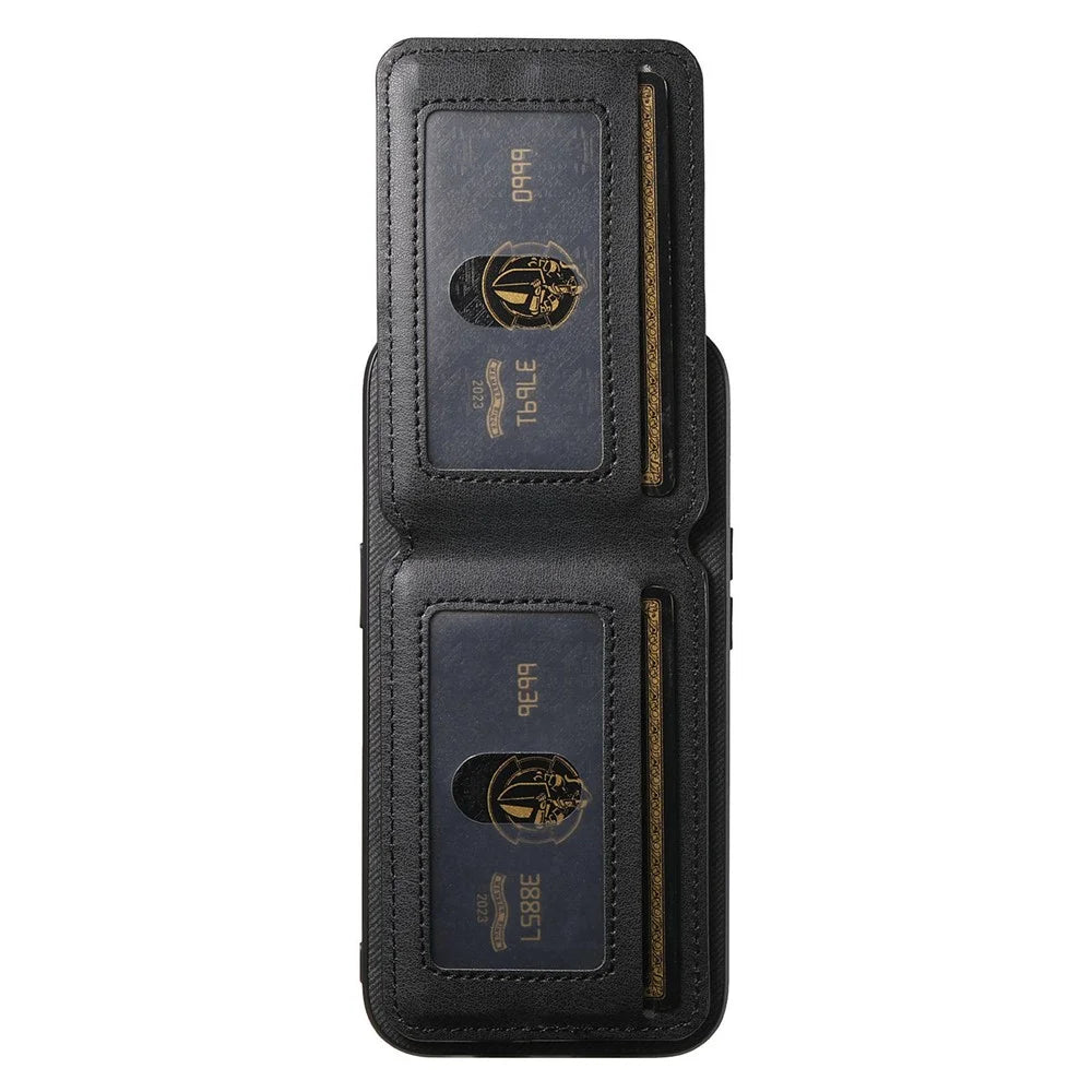 For Sony Xperia 10 VII Case Cloth Texture Leather + PC + TPU Cover with RFID Blocking Card Holder - Black - 4