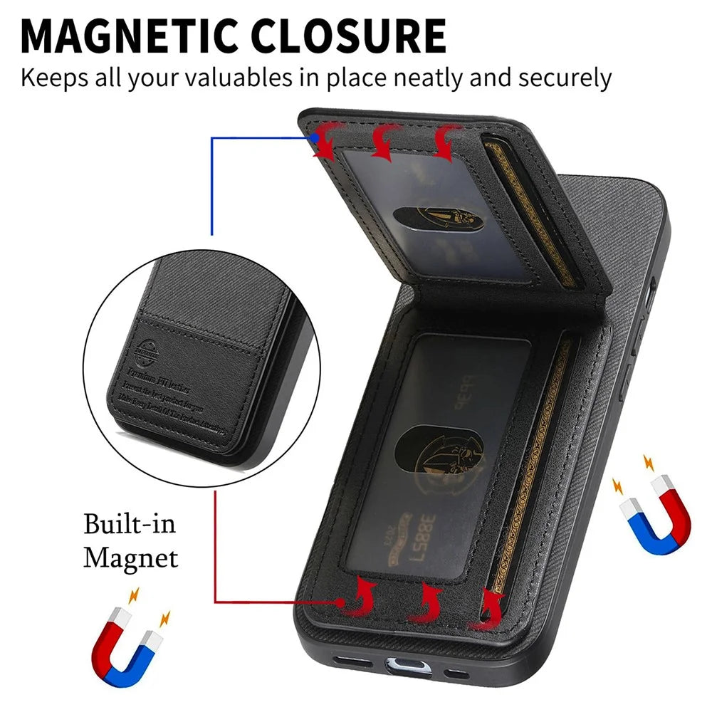 For Sony Xperia 10 VII Case Cloth Texture Leather + PC + TPU Cover with RFID Blocking Card Holder - Black - 7