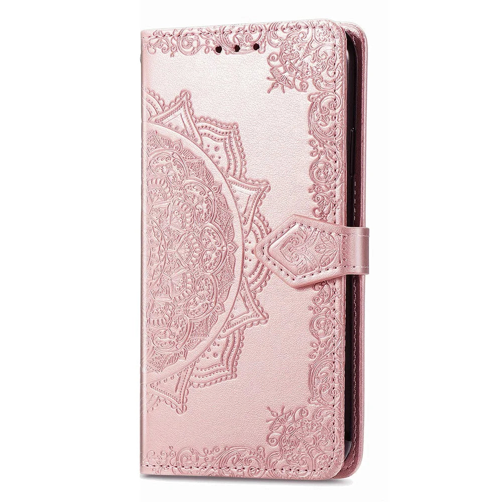 For Sony Xperia 10 VII Wallet Case Mandala Flower Leather Phone Cover Stand - Rose Gold - 7