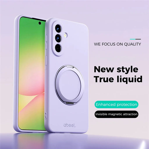 ABEEL For Samsung Galaxy A57 5G Magnetic Case Kickstand Skin Touch Liquid Silicone Phone Cover - Purple - 2