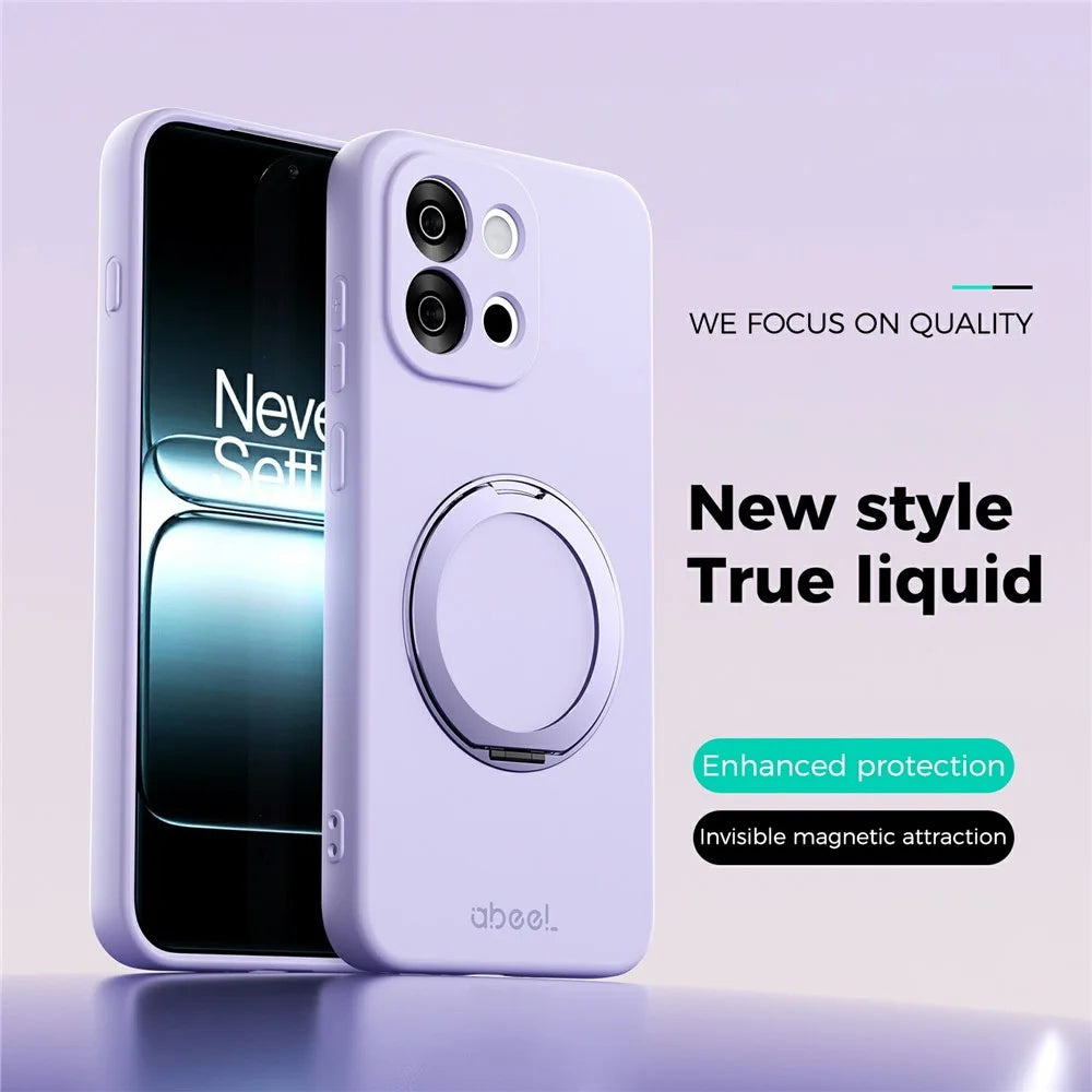 ABEEL For OnePlus 13T 5G Magnetic Case Kickstand Skin Touch Liquid Silicone Phone Cover - Purple - 2