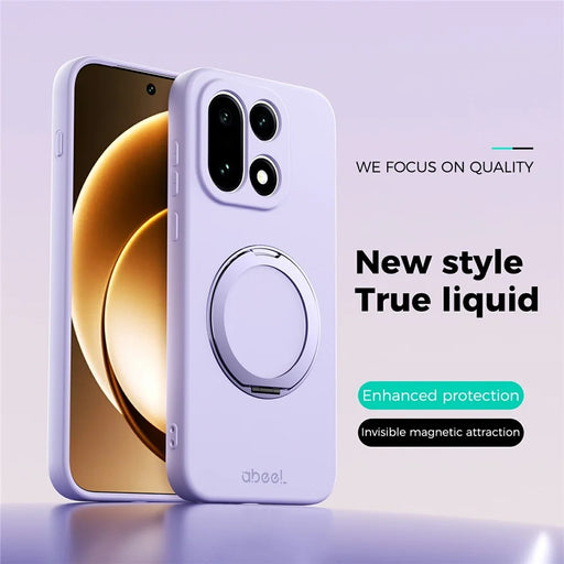 ABEEL For OnePlus 15 5G Magnetic Case Kickstand Skin Touch Liquid Silicone Phone Cover - Purple - 2