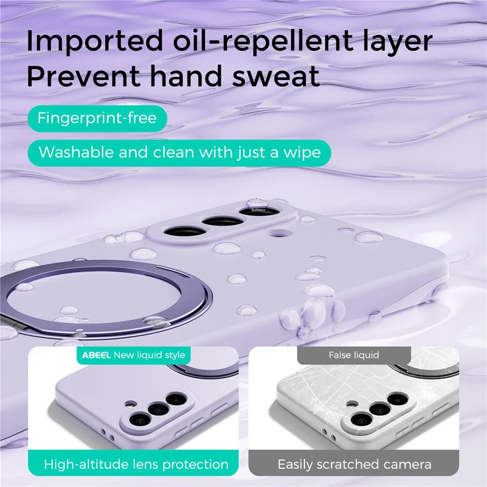ABEEL For Samsung Galaxy A36 5G Magnetic Case Kickstand Skin Touch Liquid Silicone Phone Cover - Purple - 4