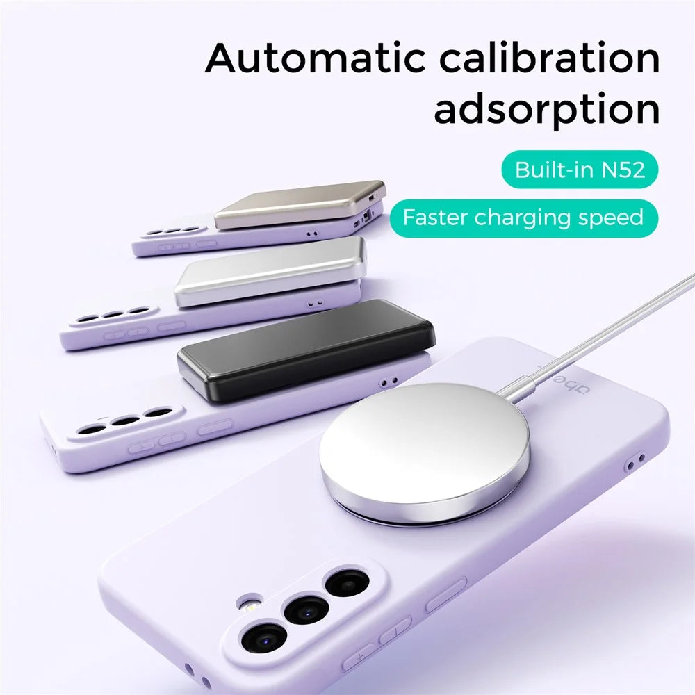 ABEEL For Samsung Galaxy A36 5G Magnetic Case Kickstand Skin Touch Liquid Silicone Phone Cover - Purple - 6
