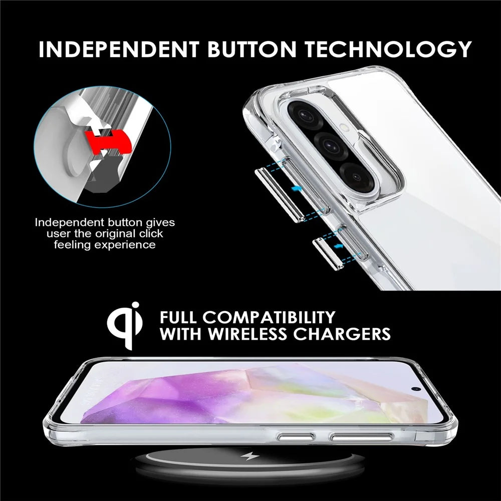 Phone Case For Samsung Galaxy A18 5G / A18 4G / A17 5G / A17 4G / A26 5G / A16 5G / A16 4G PC + TPU Dropproof Transparent Phone Cover - Transparent - 3