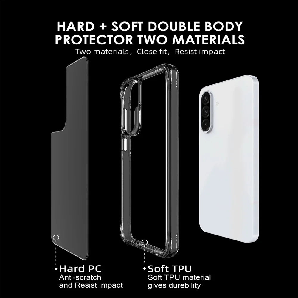 Phone Case For Samsung Galaxy A18 5G / A18 4G / A17 5G / A17 4G / A26 5G / A16 5G / A16 4G PC + TPU Dropproof Transparent Phone Cover - Transparent - 4