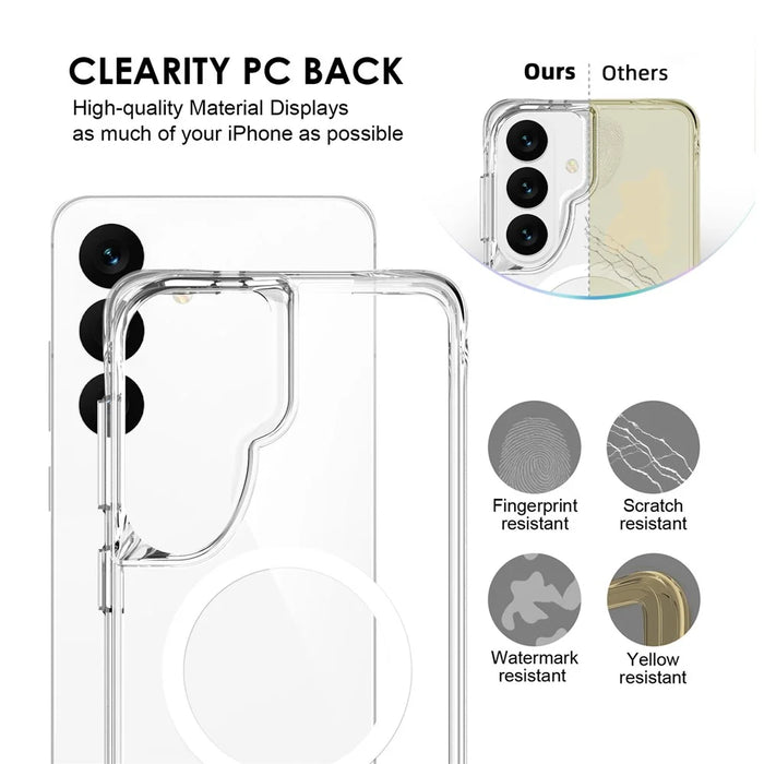 For Samsung Galaxy S26+ Magnetic Case TPU + PC Clear Phone Cover - Transparent - 6