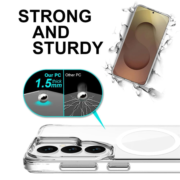 For Samsung Galaxy S26+ Magnetic Case TPU + PC Clear Phone Cover - Transparent - 7