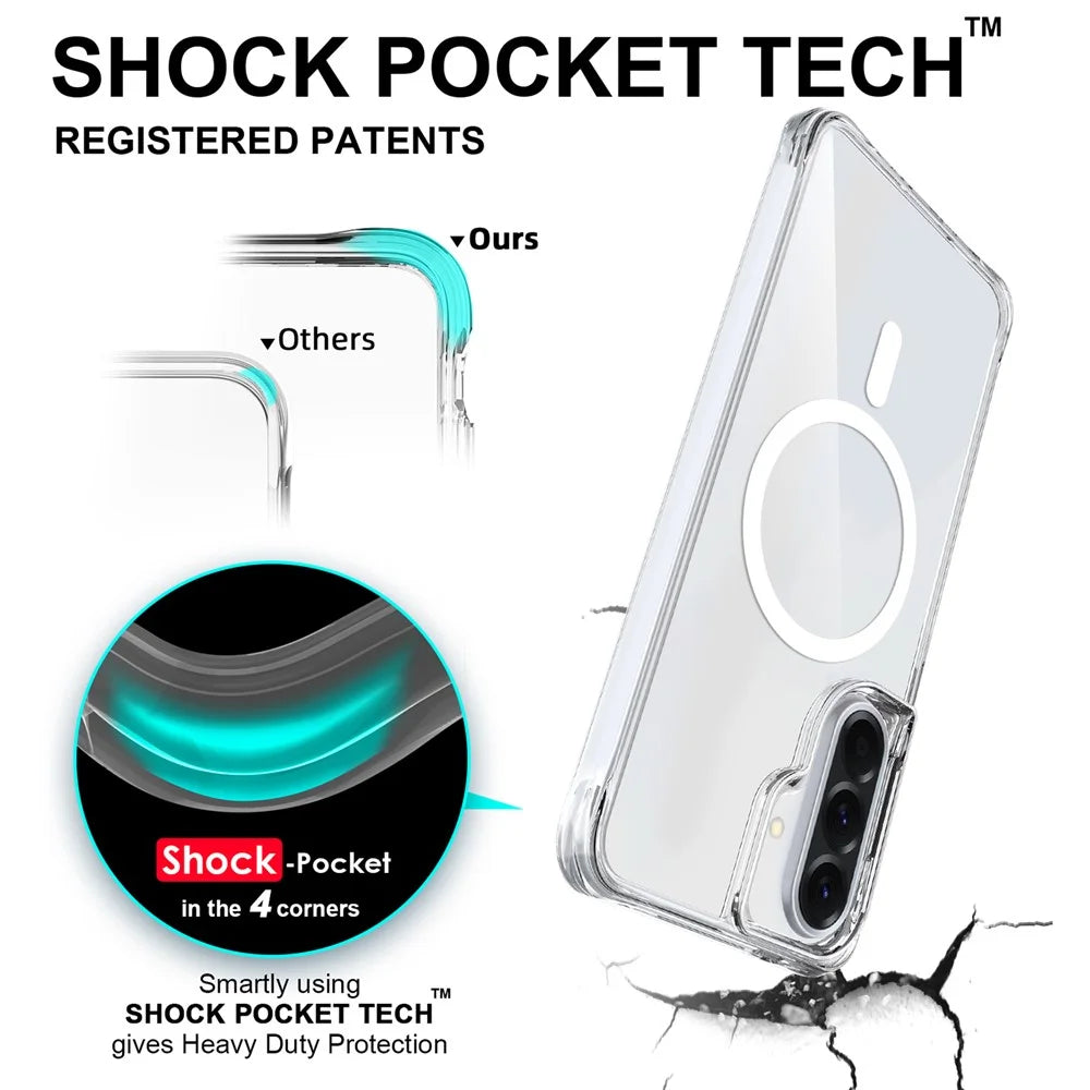 For Samsung Galaxy A57 5G Magnetic Case TPU + PC Clear Phone Cover - Transparent - 2