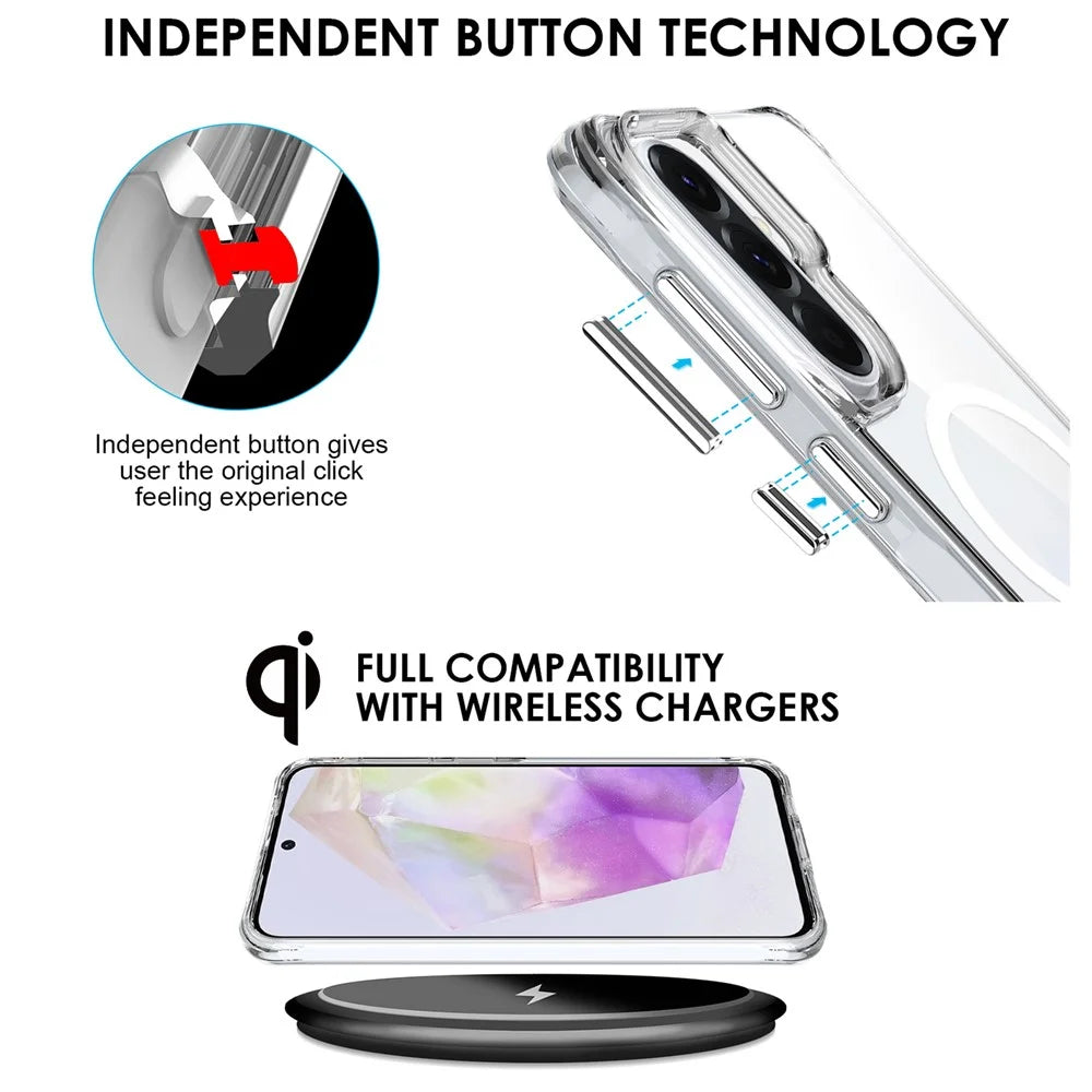 For Samsung Galaxy A57 5G Magnetic Case TPU + PC Clear Phone Cover - Transparent - 3