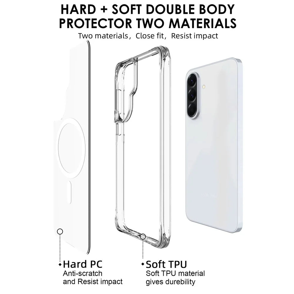 For Samsung Galaxy A57 5G Magnetic Case TPU + PC Clear Phone Cover - Transparent - 4