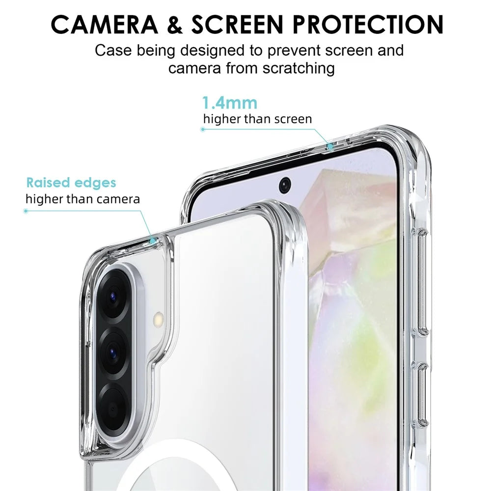 For Samsung Galaxy A57 5G Magnetic Case TPU + PC Clear Phone Cover - Transparent - 5