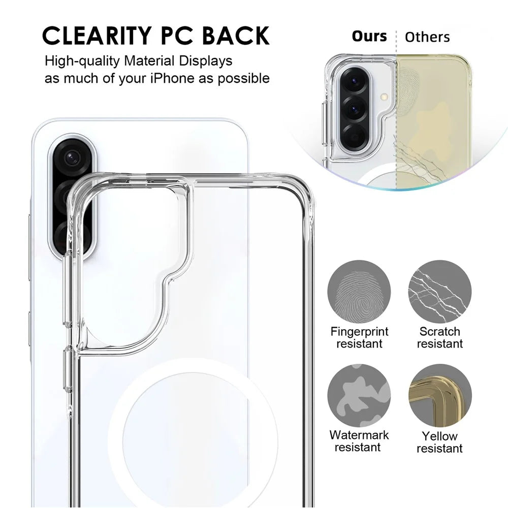 For Samsung Galaxy A57 5G Magnetic Case TPU + PC Clear Phone Cover - Transparent - 6