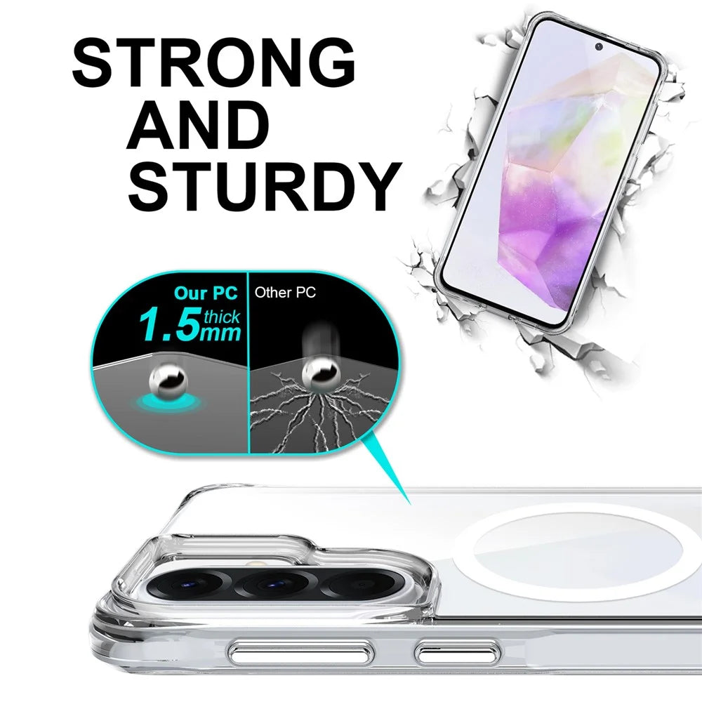 For Samsung Galaxy A57 5G Magnetic Case TPU + PC Clear Phone Cover - Transparent - 7
