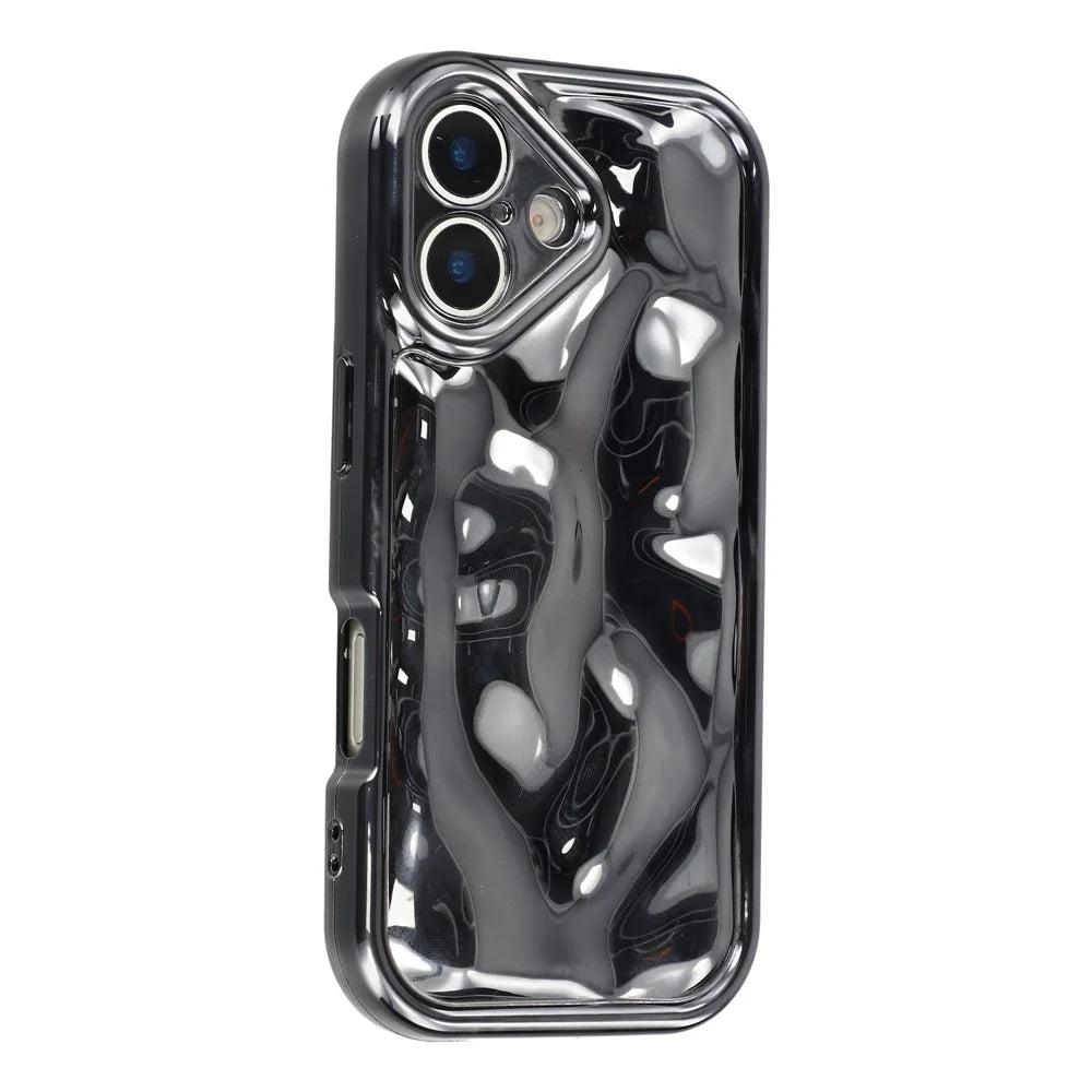 For iPhone 17 Case Electroplated TPU Shell Meteorite Texture Phone Cover - Black - 1