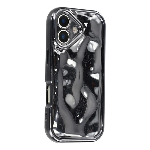 For iPhone 17 Case Electroplated TPU Shell Meteorite Texture Phone Cover - Black - 1