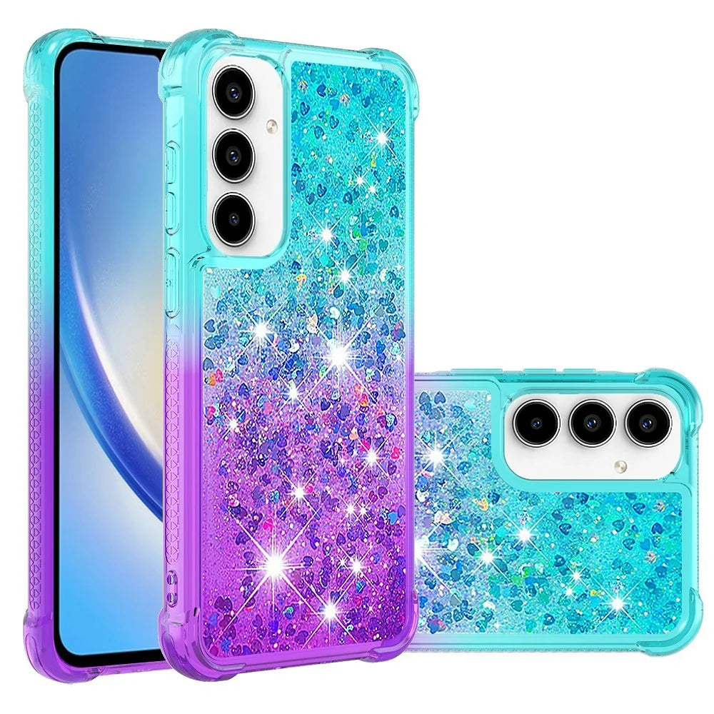 For Samsung Galaxy A37 5G / A36 5G / A56 5G TPU Case Gradient Quicksand Phone Back Cover - Sky Blue+Purple - 1