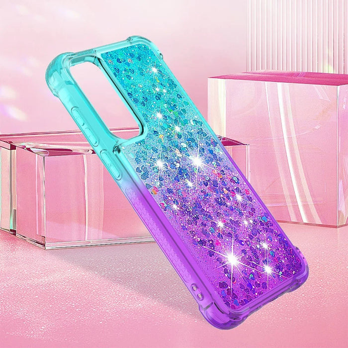 For Samsung Galaxy A37 5G / A36 5G / A56 5G TPU Case Gradient Quicksand Phone Back Cover - Sky Blue+Purple - 7
