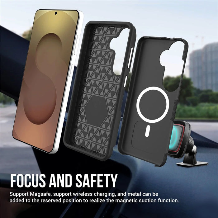 Magnetic Case For Samsung Galaxy S25  /  S24 Shockproof TPU + PC Phone Cover - Black - 2