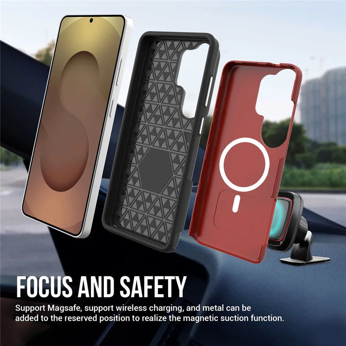 For Samsung Galaxy S25 Ultra Magnetic Case Shockproof TPU + PC Phone Cover - Red - 2