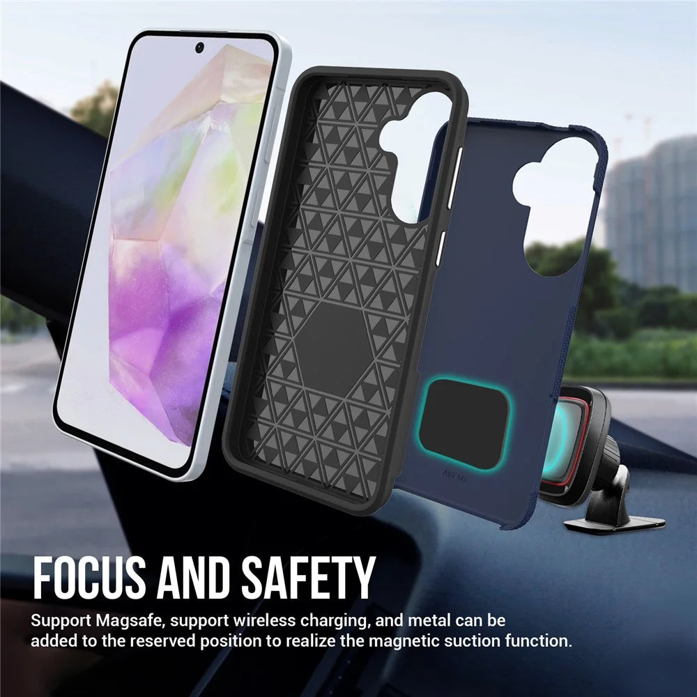 For Samsung Galaxy A57 5G Case TPU + PC Four Corner Anti-Drop Phone Cover - Navy Blue - 4