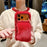 For iPhone 17 Pro Fluffy Phone Case Winter Warm TPU Cover with Hand Strap - Red - 2