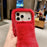 For iPhone 17 Pro Max Fluffy Phone Case Winter Warm TPU Cover with Hand Strap - Red - 6