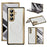 For Samsung Galaxy Z Fold7 5G Magnetic Case Leather Coated TPU PC Phone Cover with Tempered Glass Film - White - 1