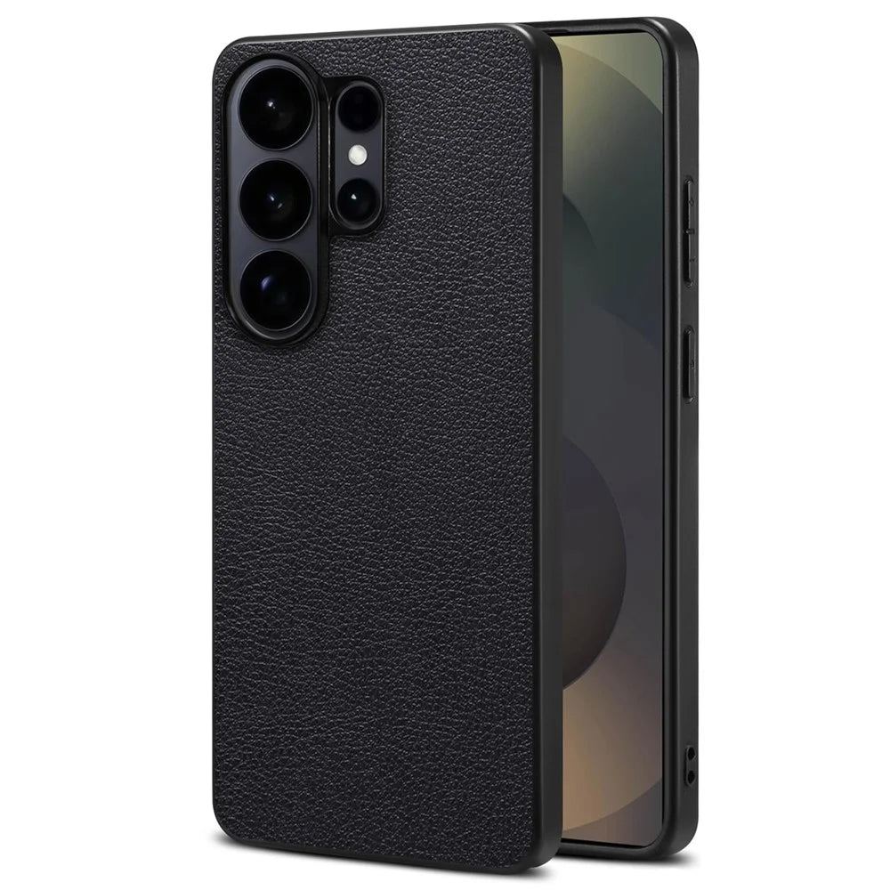 For Samsung Galaxy S26 Ultra Case Calf Texture Leather + PC + TPU Phone Cover - Black - 1
