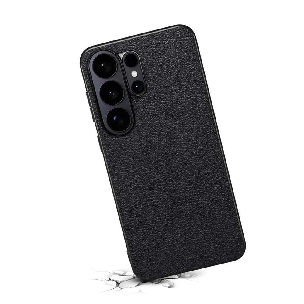 For Samsung Galaxy S26 Ultra Case Calf Texture Leather + PC + TPU Phone Cover - Black - 3