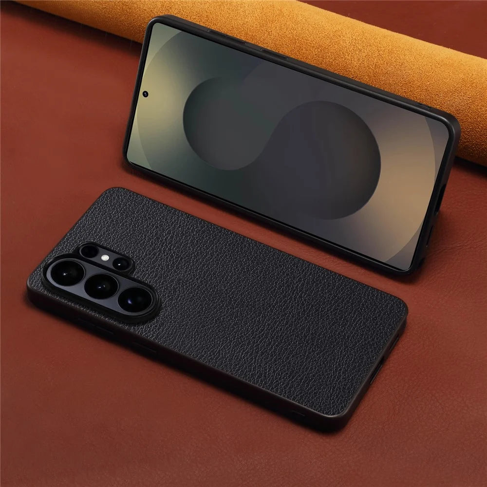 For Samsung Galaxy S26 Ultra Case Calf Texture Leather + PC + TPU Phone Cover - Black - 4