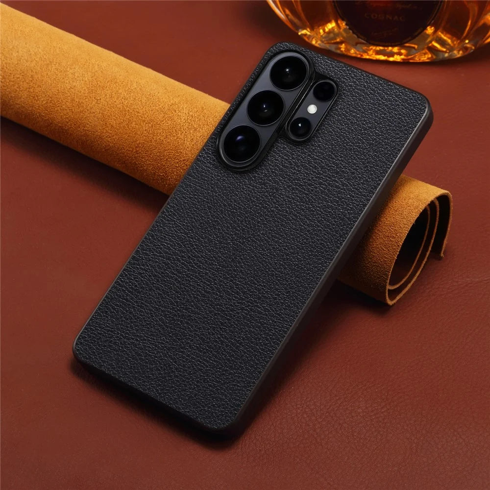 For Samsung Galaxy S26 Ultra Case Calf Texture Leather + PC + TPU Phone Cover - Black - 5