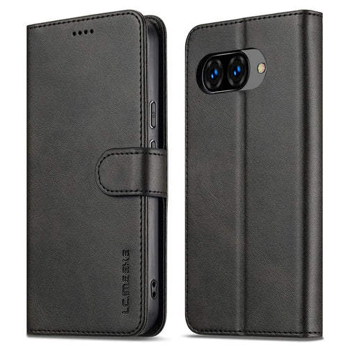 LC.IMEEKE For Google Pixel 10a Case Wallet Calf Texture Leather Phone Cover - Black - 1