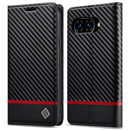 LC.IMEEKE For Google Pixel 10a Case Carbon Fiber Texture Leather Wallet Phone Cover - Horizontal Stripe - 1
