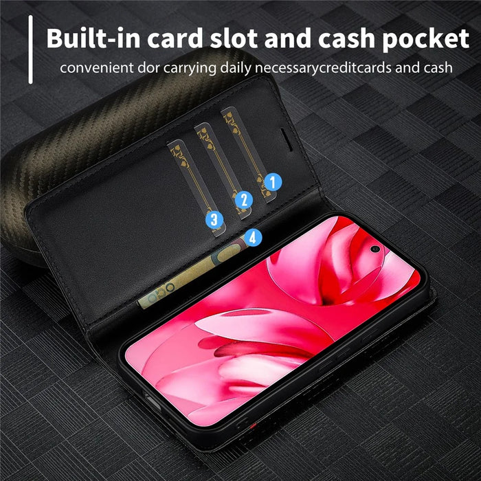 LC.IMEEKE For Google Pixel 10a Case Carbon Fiber Texture Leather Wallet Phone Cover - Horizontal Stripe - 7