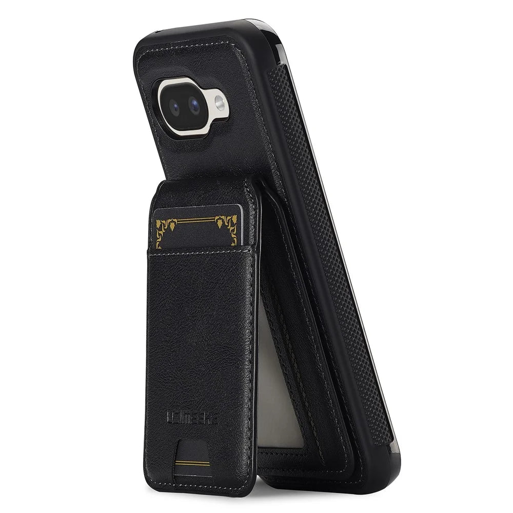 LC.IMEEKE L3 For Google Pixel 10a Magnetic Case Detachable Card Holder Leather TPU Mobile Cover - Black - 2
