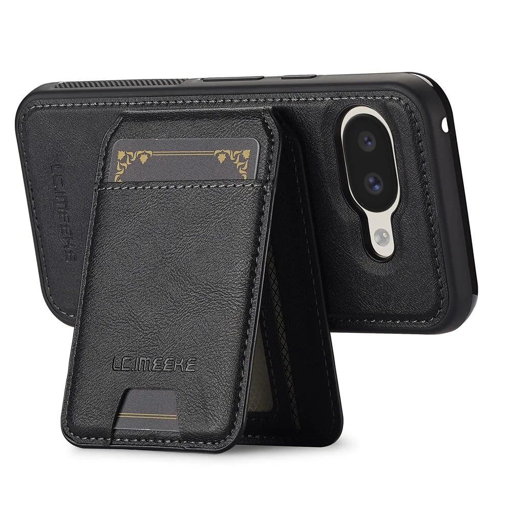 LC.IMEEKE L3 For Google Pixel 10a Magnetic Case Detachable Card Holder Leather TPU Mobile Cover - Black - 3