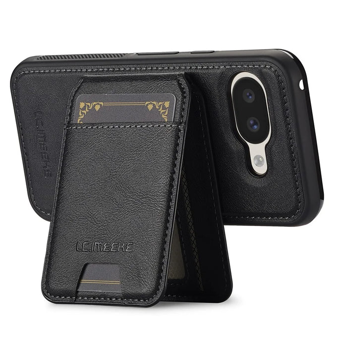 LC.IMEEKE L3 For Google Pixel 10a Magnetic Case Detachable Card Holder Leather TPU Mobile Cover - Black - 3