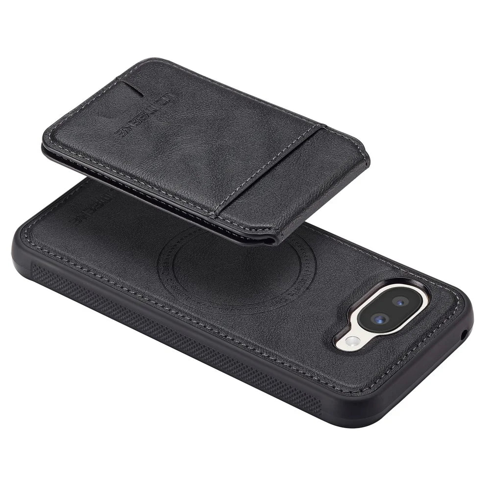 LC.IMEEKE L3 For Google Pixel 10a Magnetic Case Detachable Card Holder Leather TPU Mobile Cover - Black - 4