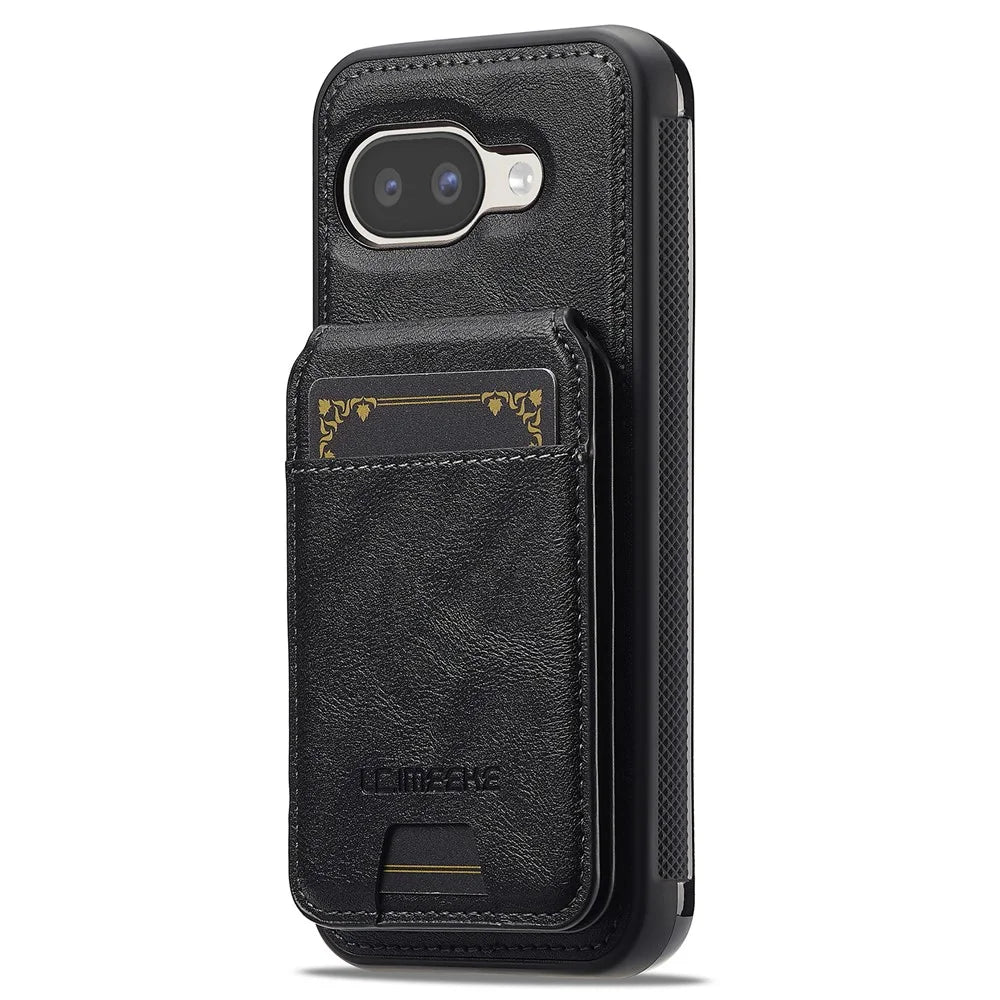 LC.IMEEKE L3 For Google Pixel 10a Magnetic Case Detachable Card Holder Leather TPU Mobile Cover - Black - 5