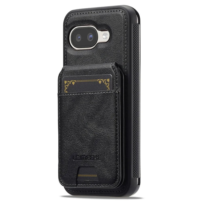 LC.IMEEKE L3 For Google Pixel 10a Magnetic Case Detachable Card Holder Leather TPU Mobile Cover - Black - 5