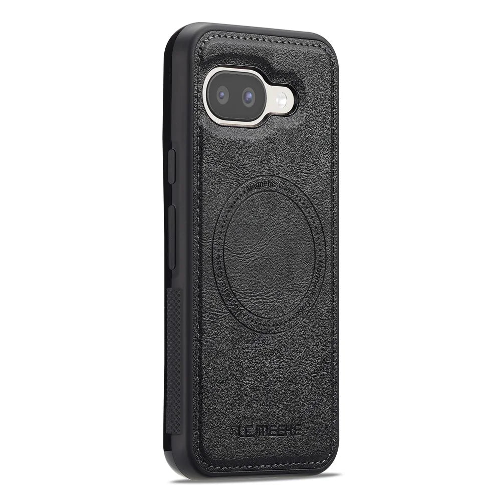 LC.IMEEKE L3 For Google Pixel 10a Magnetic Case Detachable Card Holder Leather TPU Mobile Cover - Black - 6