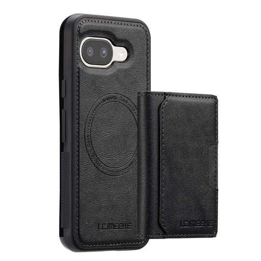 LC.IMEEKE L5 For Google Pixel 10a Magnetic Phone Case Leather Back Cover with Detachable Card Holder - Black - 2