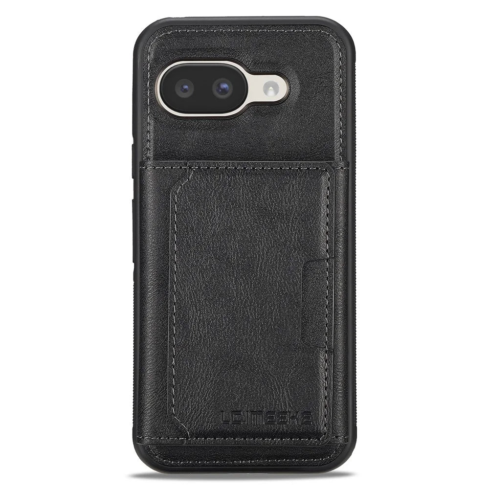 LC.IMEEKE L5 For Google Pixel 10a Magnetic Phone Case Leather Back Cover with Detachable Card Holder - Black - 4
