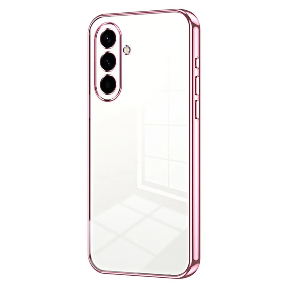 For Samsung Galaxy A57 5G Case Electroplating Frame Soft TPU Phone Cover - Pink - 1
