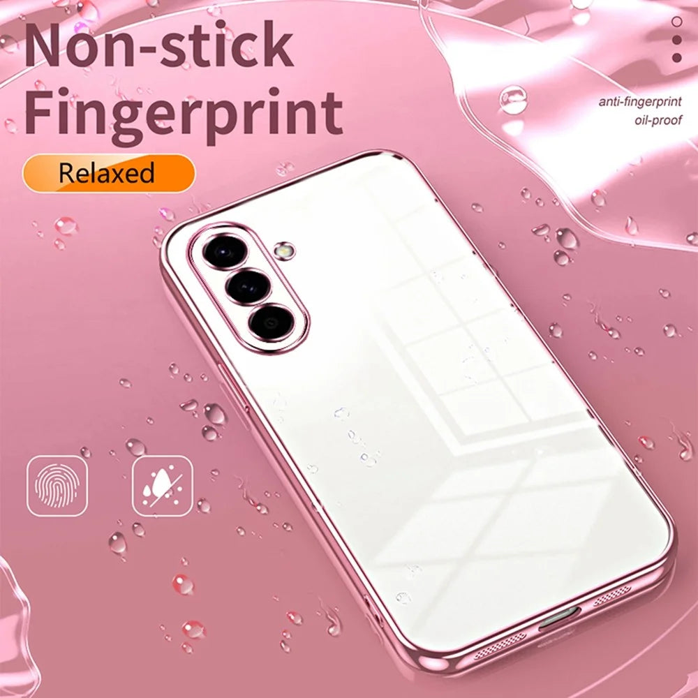 For Samsung Galaxy A57 5G Case Electroplating Frame Soft TPU Phone Cover - Pink - 5